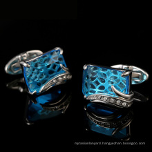 Elegant Blue Crystal Rhinestone French Cufflinks Mens Suit Accessories Stickpin Cufflinks